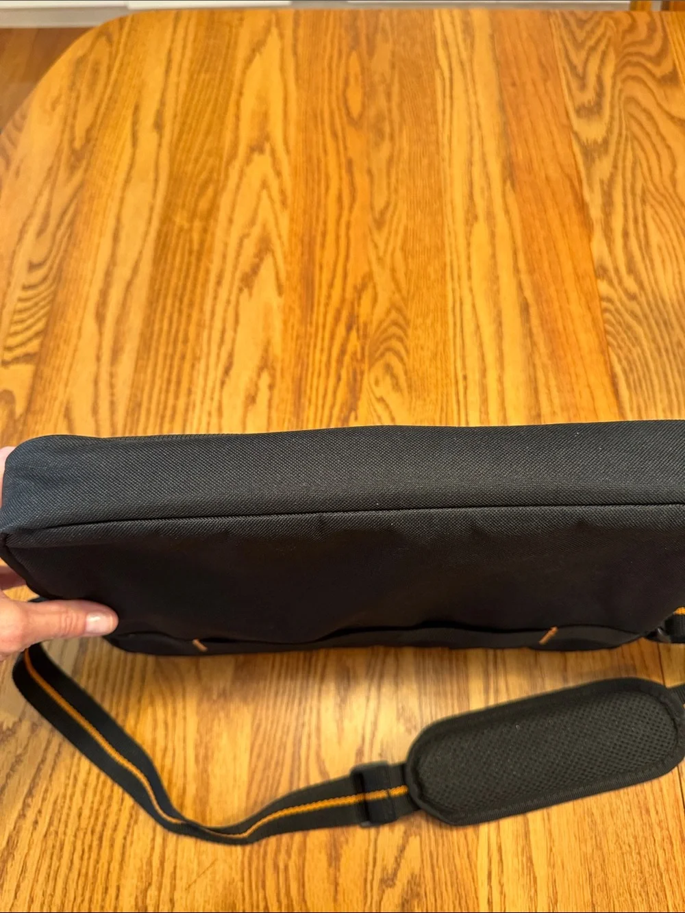 solo Black Laptop Messenger Bag with Orange Accents